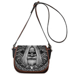 Black And White Odin With Crows Print Saddle Bag