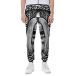 Black And White Odin With Crows Print Scuba Joggers