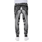 Black And White Odin With Crows Print Scuba Joggers