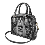 Black And White Odin With Crows Print Shoulder Handbag