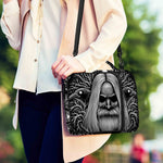 Black And White Odin With Crows Print Shoulder Strap Bible Bag