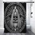 Black And White Odin With Crows Print Shower Curtain