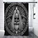Black And White Odin With Crows Print Shower Curtain