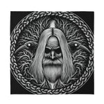 Black And White Odin With Crows Print Silk Bandana