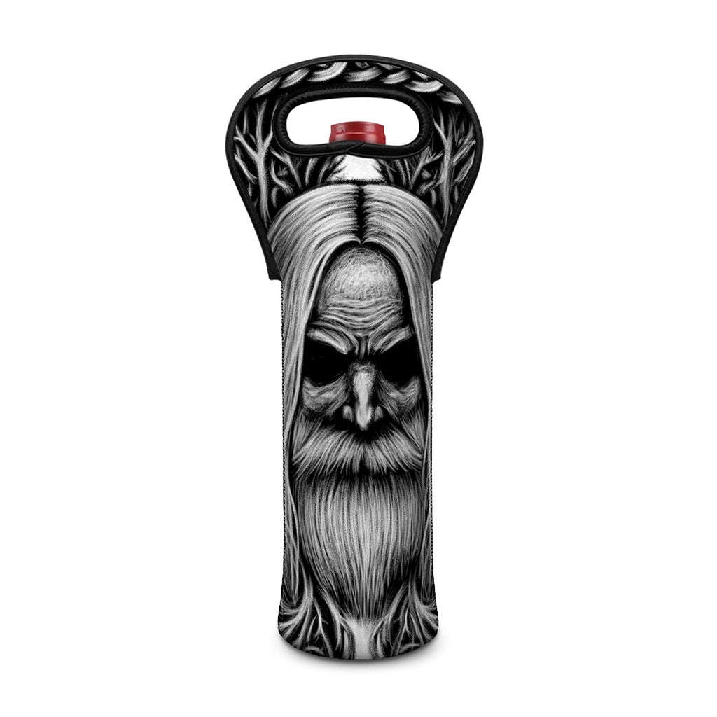 Black And White Odin With Crows Print Single Neoprene Wine Tote
