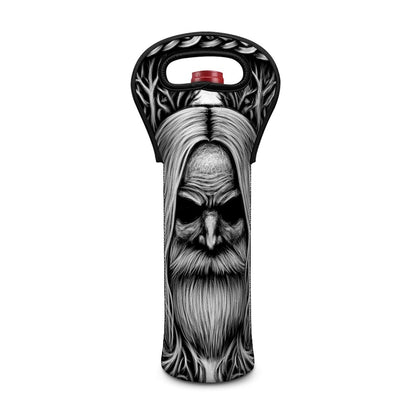 Black And White Odin With Crows Print Single Neoprene Wine Tote