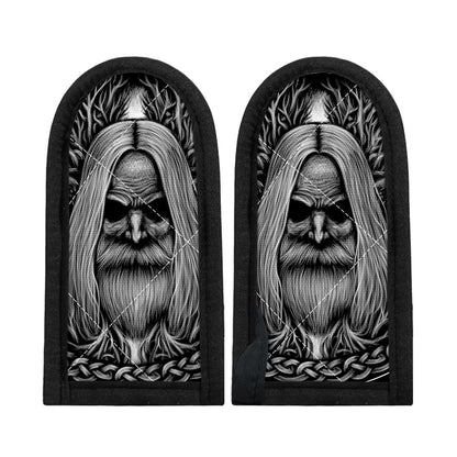 Black And White Odin With Crows Print Skillet Handle Cover