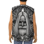 Black And White Odin With Crows Print Sleeveless Baseball Jersey