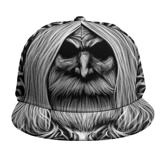 Black And White Odin With Crows Print Snapback Cap