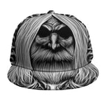 Black And White Odin With Crows Print Snapback Cap