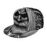 Black And White Odin With Crows Print Snapback Cap