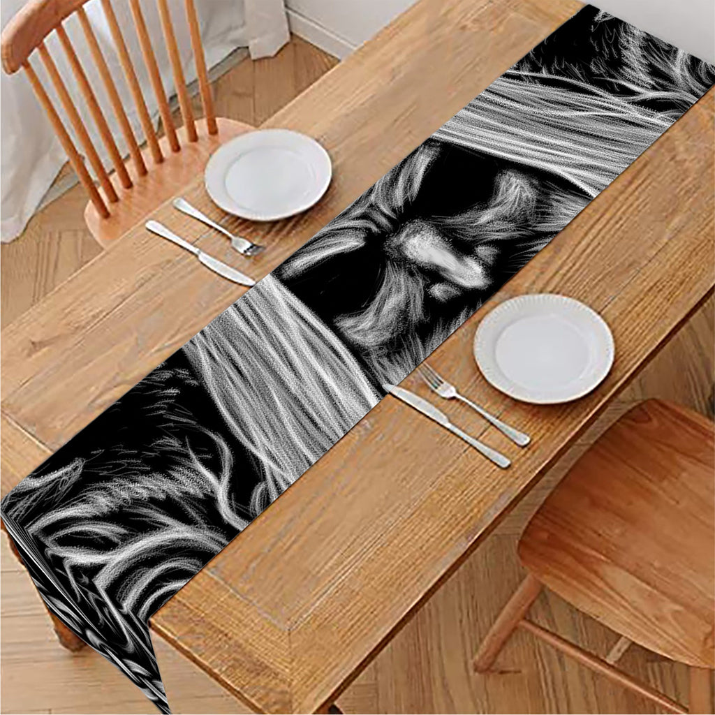 Black And White Odin With Crows Print Table Runner