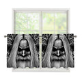 Black And White Odin With Crows Print Tier Curtains