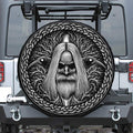 Black And White Odin With Crows Print Tire Cover
