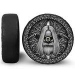 Black And White Odin With Crows Print Tire Cover With Camera Hole