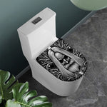 Black And White Odin With Crows Print Toilet Lid Cover