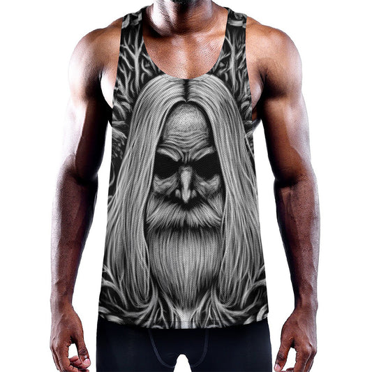 Black And White Odin With Crows Print Training Tank Top