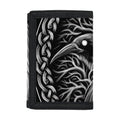 Black And White Odin With Crows Print Trifold Wallet