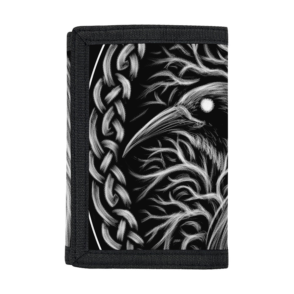 Black And White Odin With Crows Print Trifold Wallet