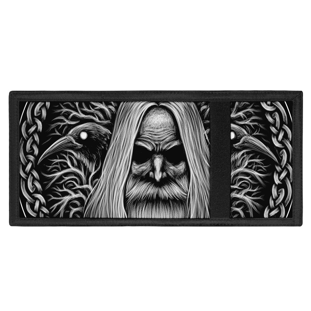 Black And White Odin With Crows Print Trifold Wallet