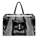 Black And White Odin With Crows Print Utility Tote Bag