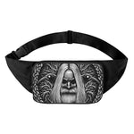 Black And White Odin With Crows Print Waist Bag
