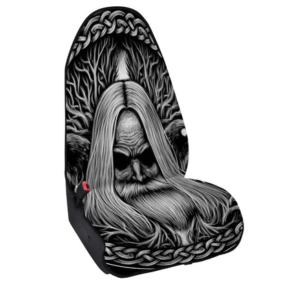 Black And White Odin With Crows Print Waterproof Car Seat Cover