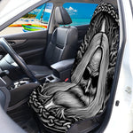Black And White Odin With Crows Print Waterproof Car Seat Cover