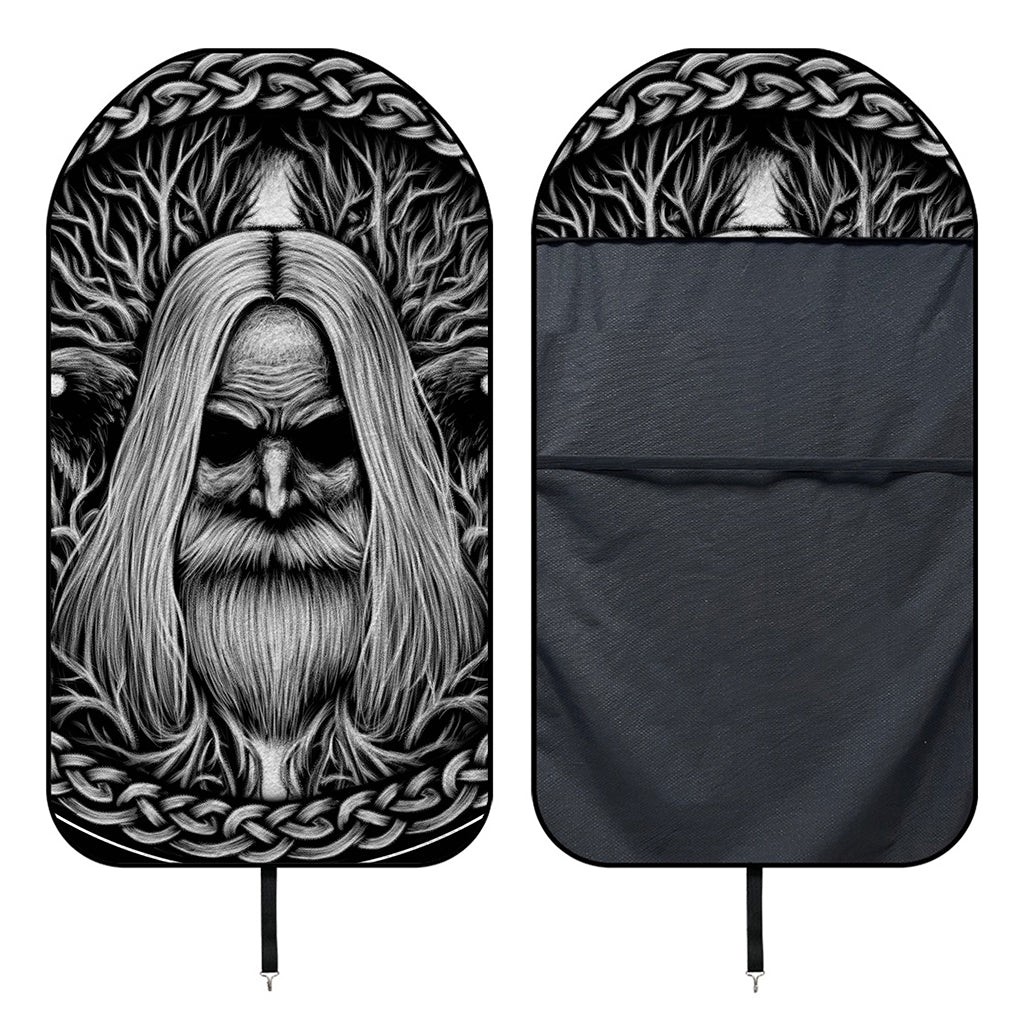 Black And White Odin With Crows Print Waterproof Car Seat Cover