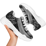 Black And White Odin With Crows Print White Chunky Shoes