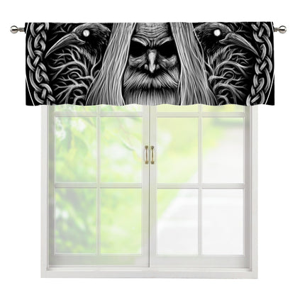 Black And White Odin With Crows Print Window Valance