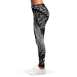 Black And White Odin With Crows Print Women's Leggings