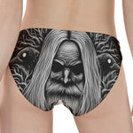 Black And White Odin With Crows Print Women's Panties