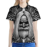 Black And White Odin With Crows Print Women's Polo Shirt