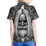 Black And White Odin With Crows Print Women's Polo Shirt
