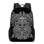 Black And White Odin With Wolfs Print 17 Inch Backpack