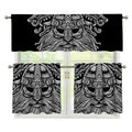 Black And White Odin With Wolfs Print 3 Piece Kitchen Curtains