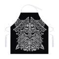 Black And White Odin With Wolfs Print Adjustable Apron