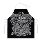 Black And White Odin With Wolfs Print Adjustable Apron
