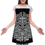 Black And White Odin With Wolfs Print Adjustable Apron