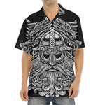 Black And White Odin With Wolfs Print Aloha Shirt