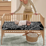 Black And White Odin With Wolfs Print Baby Crib Sheet