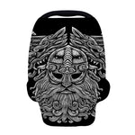 Black And White Odin With Wolfs Print Baby Seat Cover