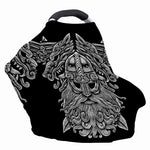 Black And White Odin With Wolfs Print Baby Seat Cover