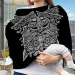 Black And White Odin With Wolfs Print Baby Seat Cover
