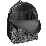 Black And White Odin With Wolfs Print Backpack