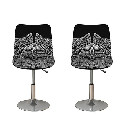 Black And White Odin With Wolfs Print Bar Stool Covers