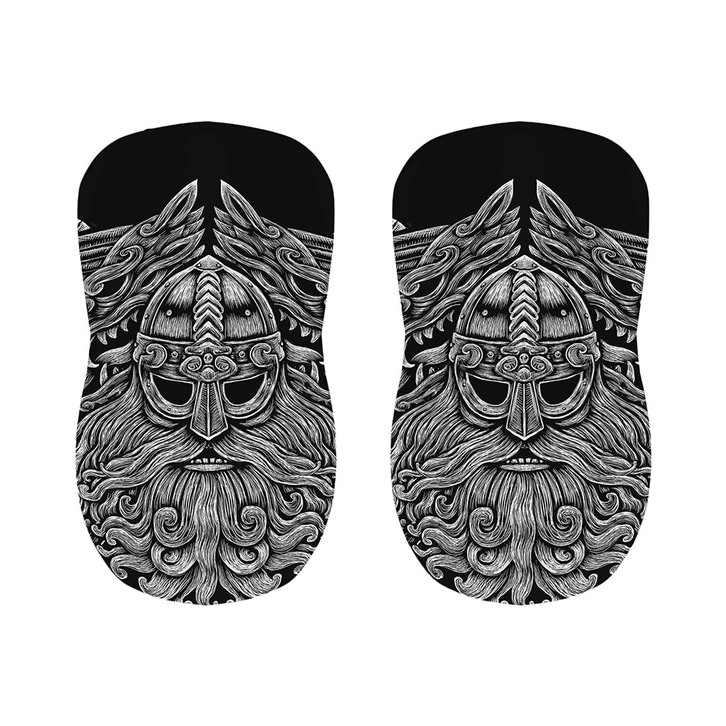 Black And White Odin With Wolfs Print Bar Stool Covers