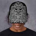 Black And White Odin With Wolfs Print Baseball Cap