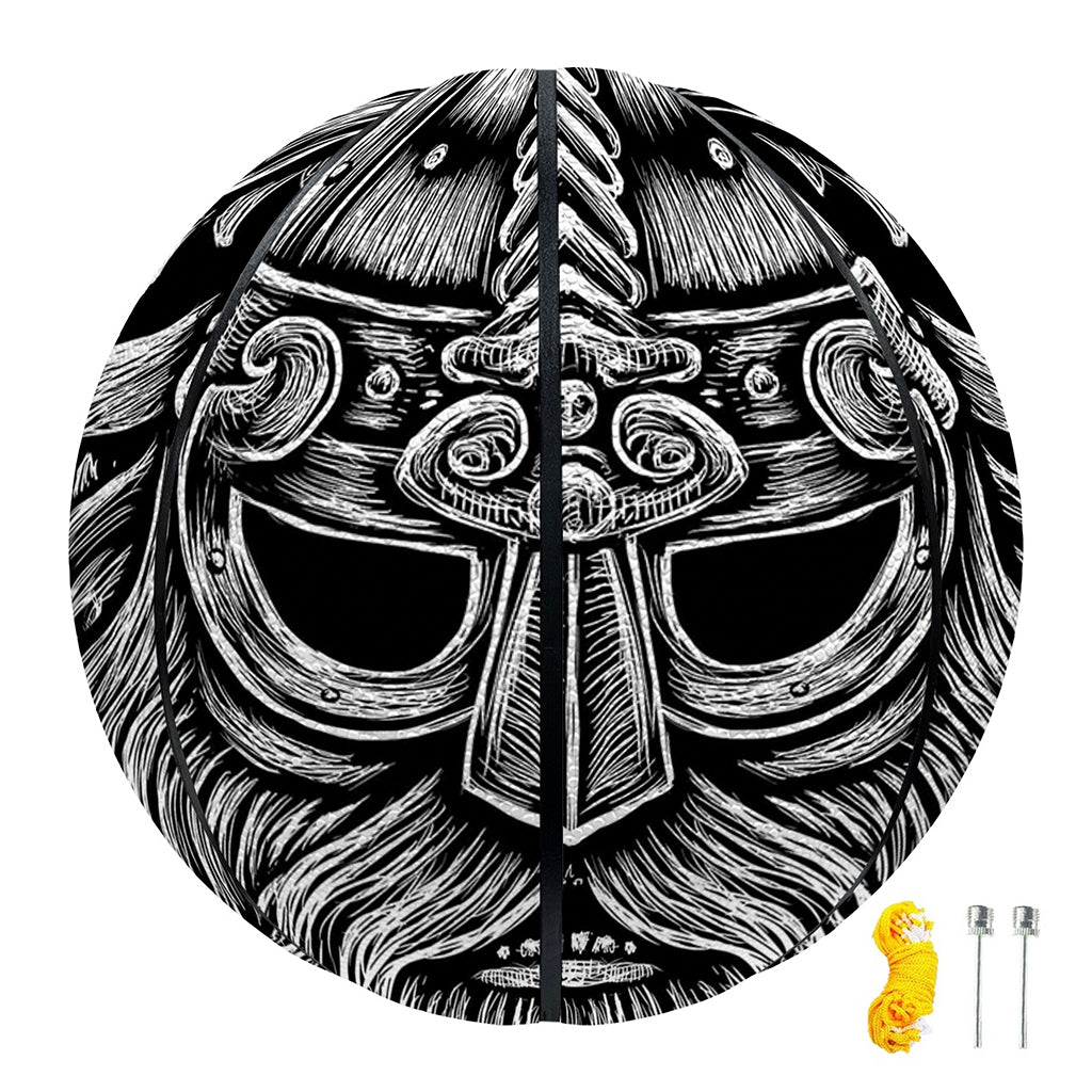 Black And White Odin With Wolfs Print Basketball